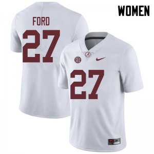 NCAA Women's Alabama Crimson Tide #27 Jerome Ford Stitched College 2018 Nike Authentic White Football Jersey BG17Z77PY